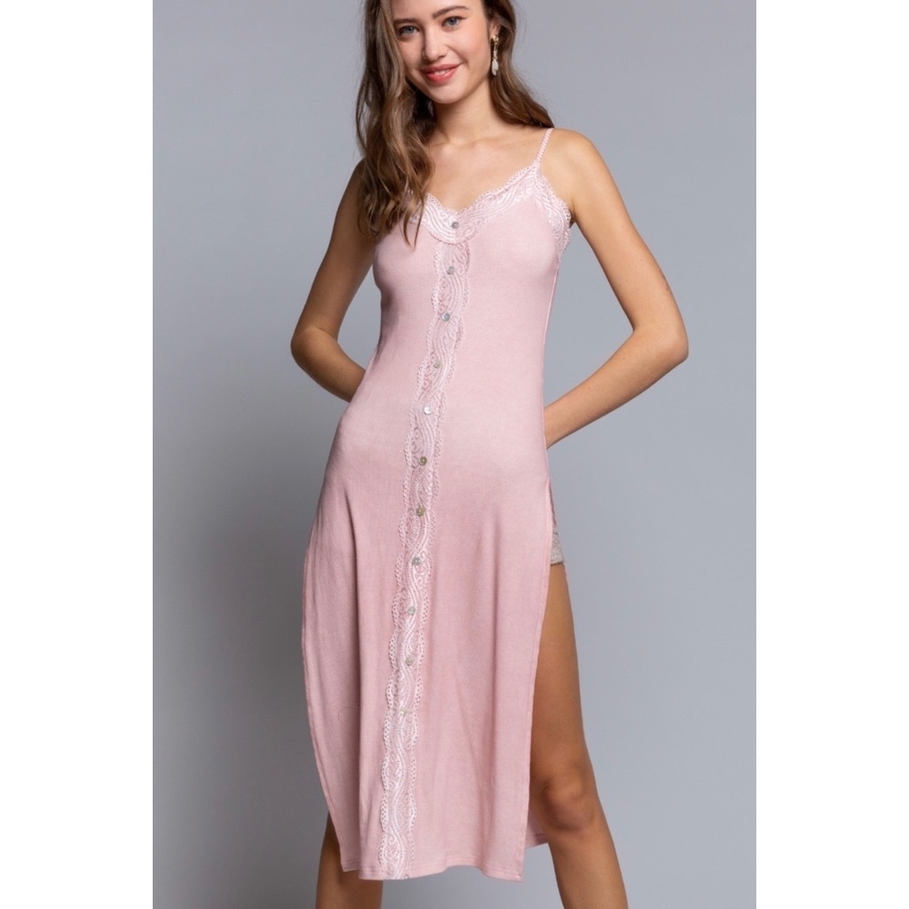 POL Light Pink Lace Trimmed Midi Tank Dress - Picture 10 of 10
